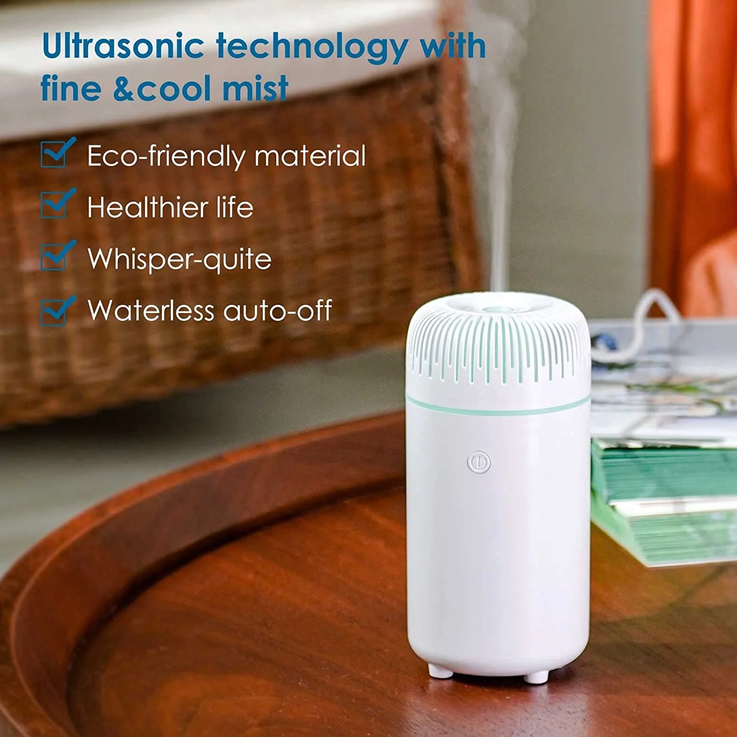 Car Diffuser Humidifier Aromatherapy Essential Oil Diffuser USB Cool Mist Mini Portable Diffuser for Car Home Office Bedroom White