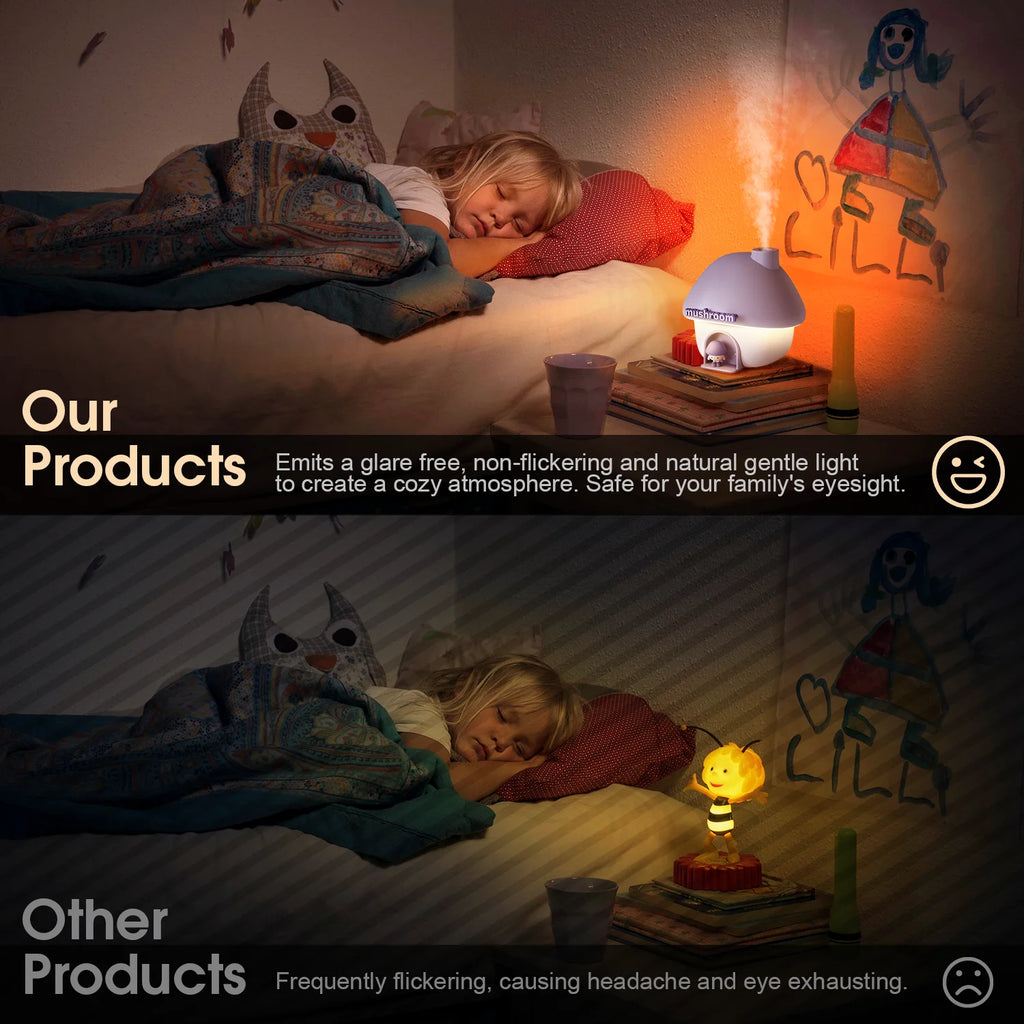 Humidifiers ,Mushroom House Portable Humidifier with Night Light Bedroom Usb Mini Air Humidifier for Home(Purple)